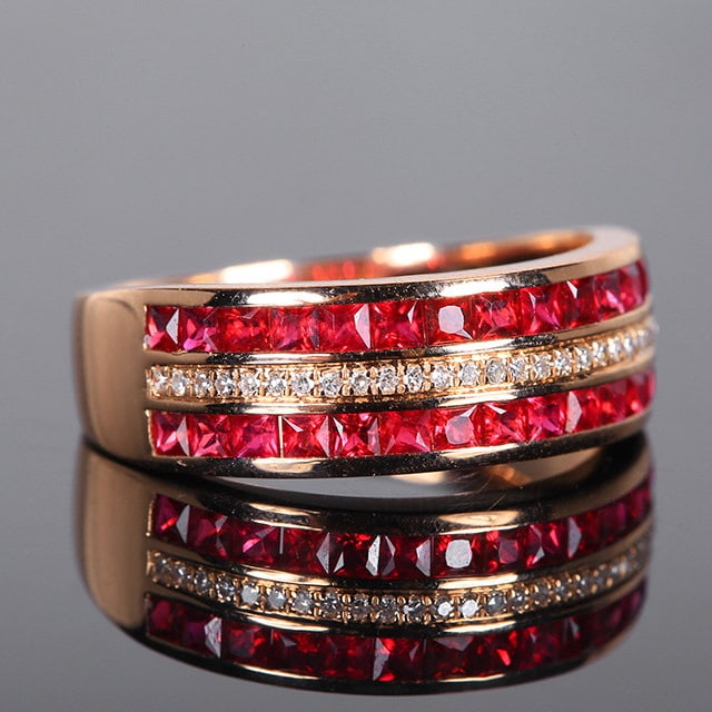14k Gold 1.18 Ctw Natural Ruby & Diamond Ring - 2