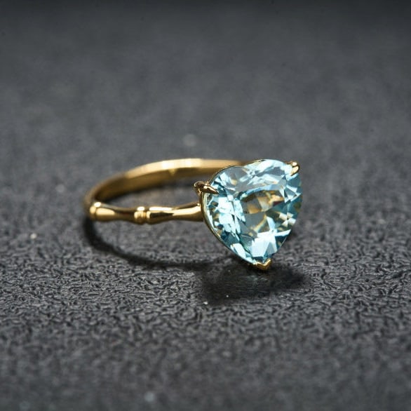 14k Gold 2.93 Ct Natural Aquamarine Ring - 3
