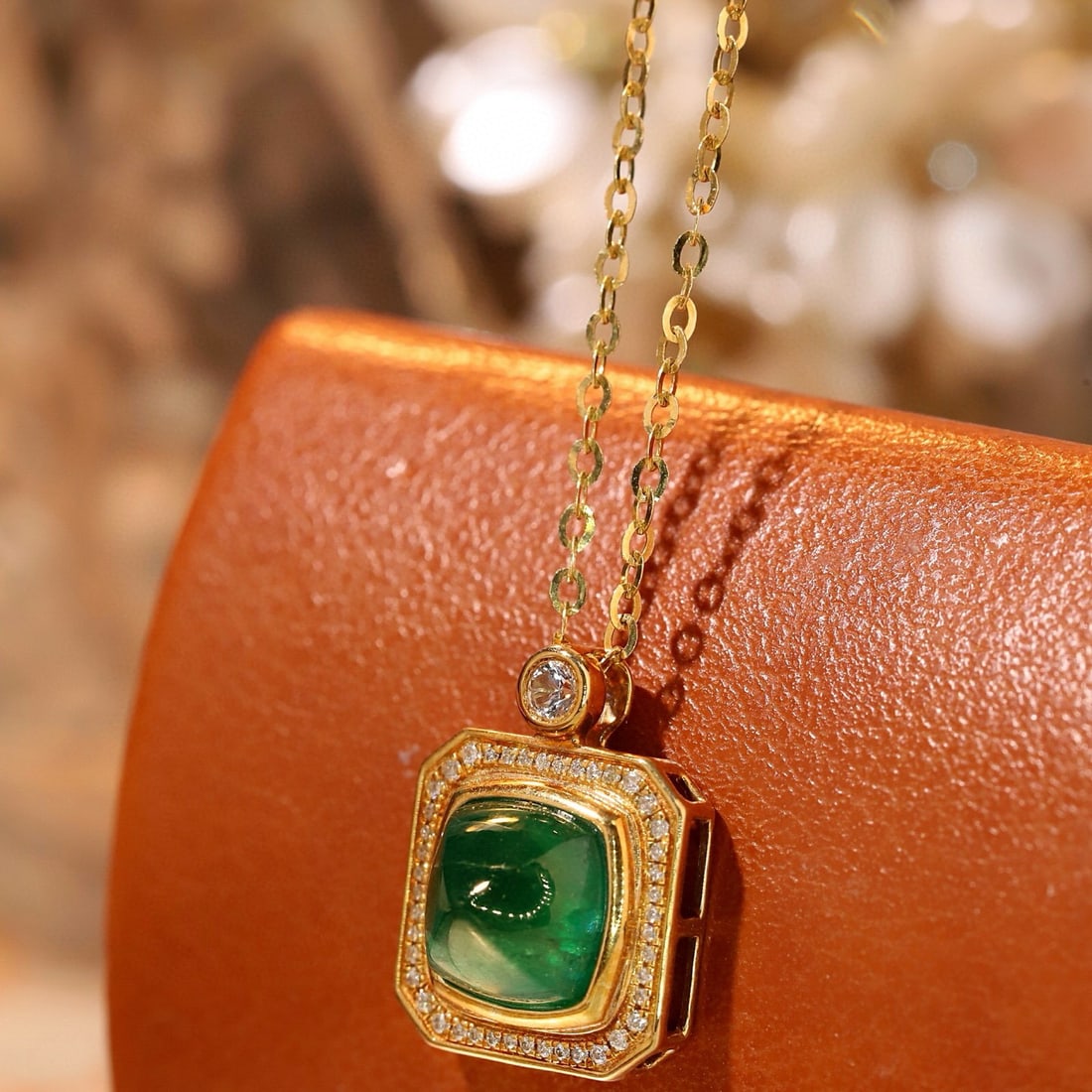 14k Gold 1.66 Ctw Natural Emerald & Diamond Pendant( Without Chain ) - 3