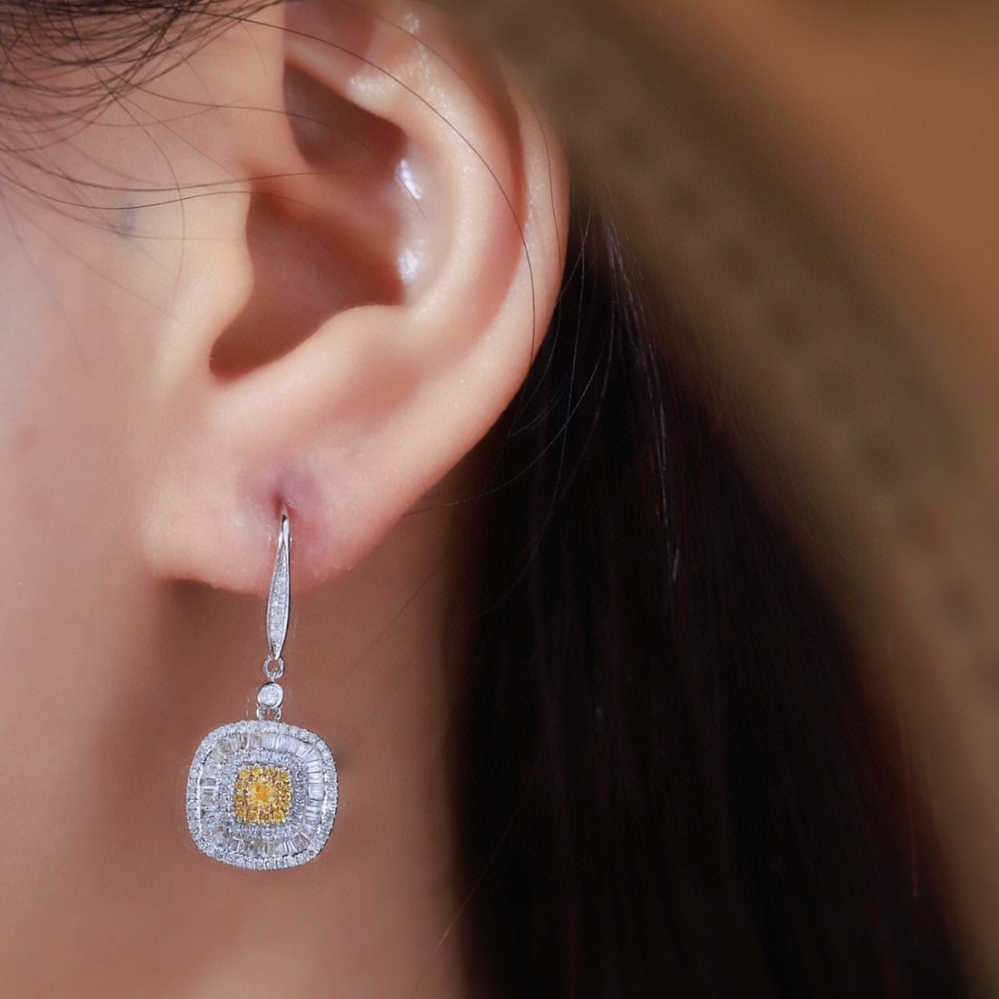 14k Gold 1 Ct Natural Color Diamond Earrings - 2