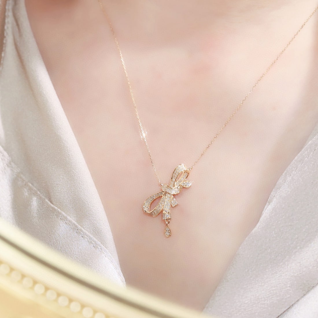 14k Gold 0.3 Ct Natural H Diamond Necklace - 8