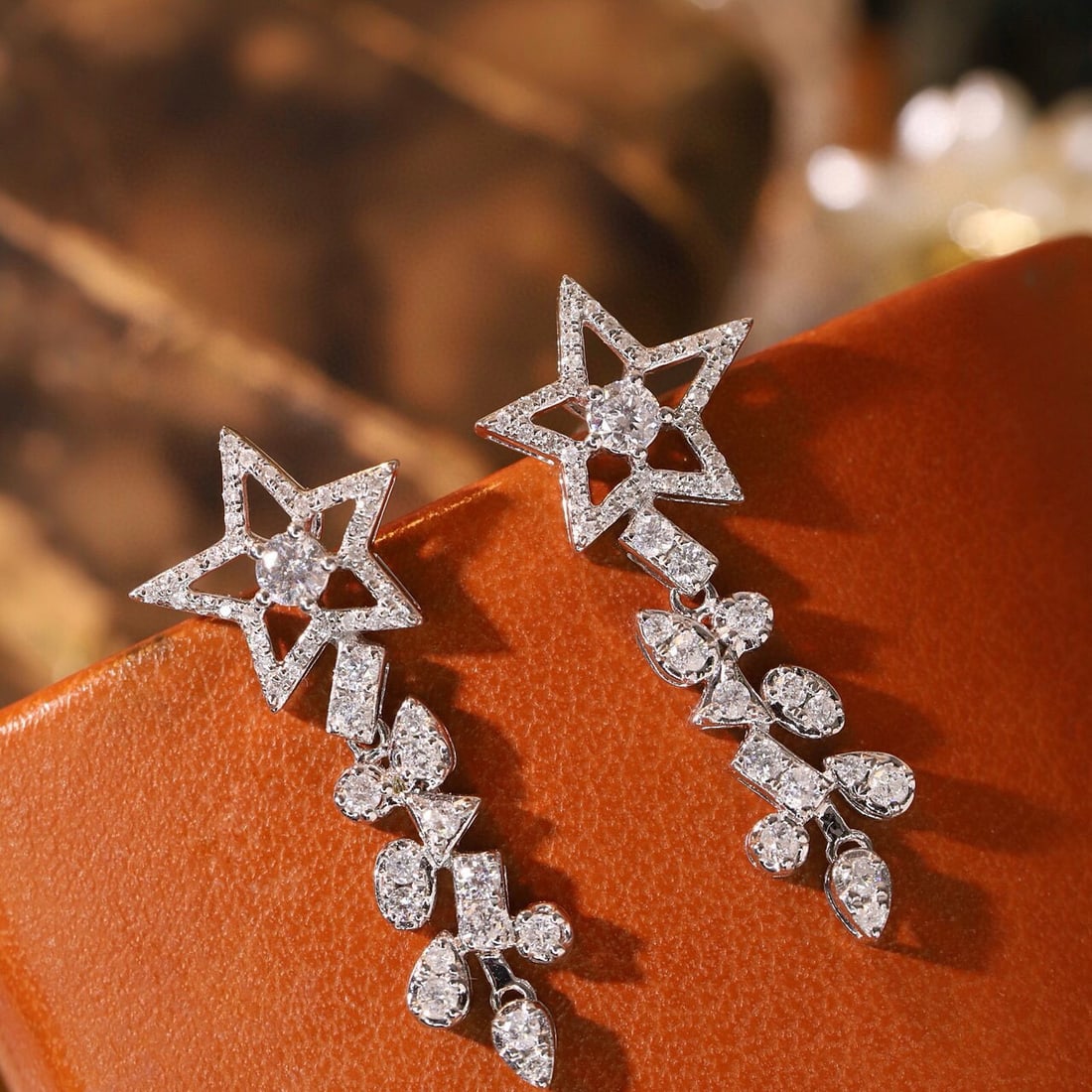 14k Gold 0.84 Ct Natural H Diamond Earrings - 3