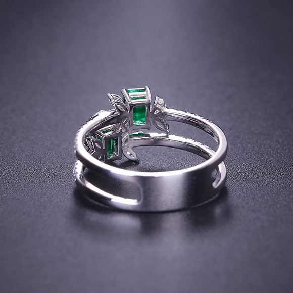 14k Gold 1.06 Ctw Vivid Green Natural Emerald & Diamond Ring - 5