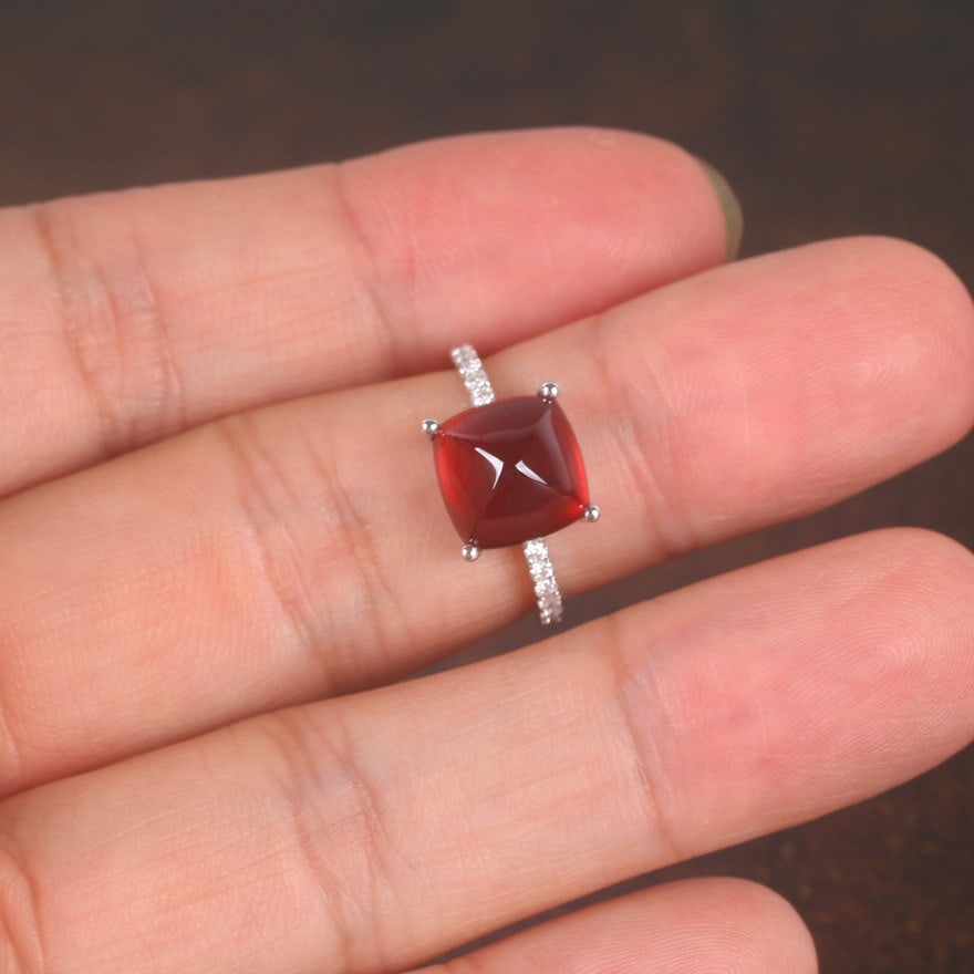 14k Gold 5 Ct Natural Garnet & Diamond Ring - 5
