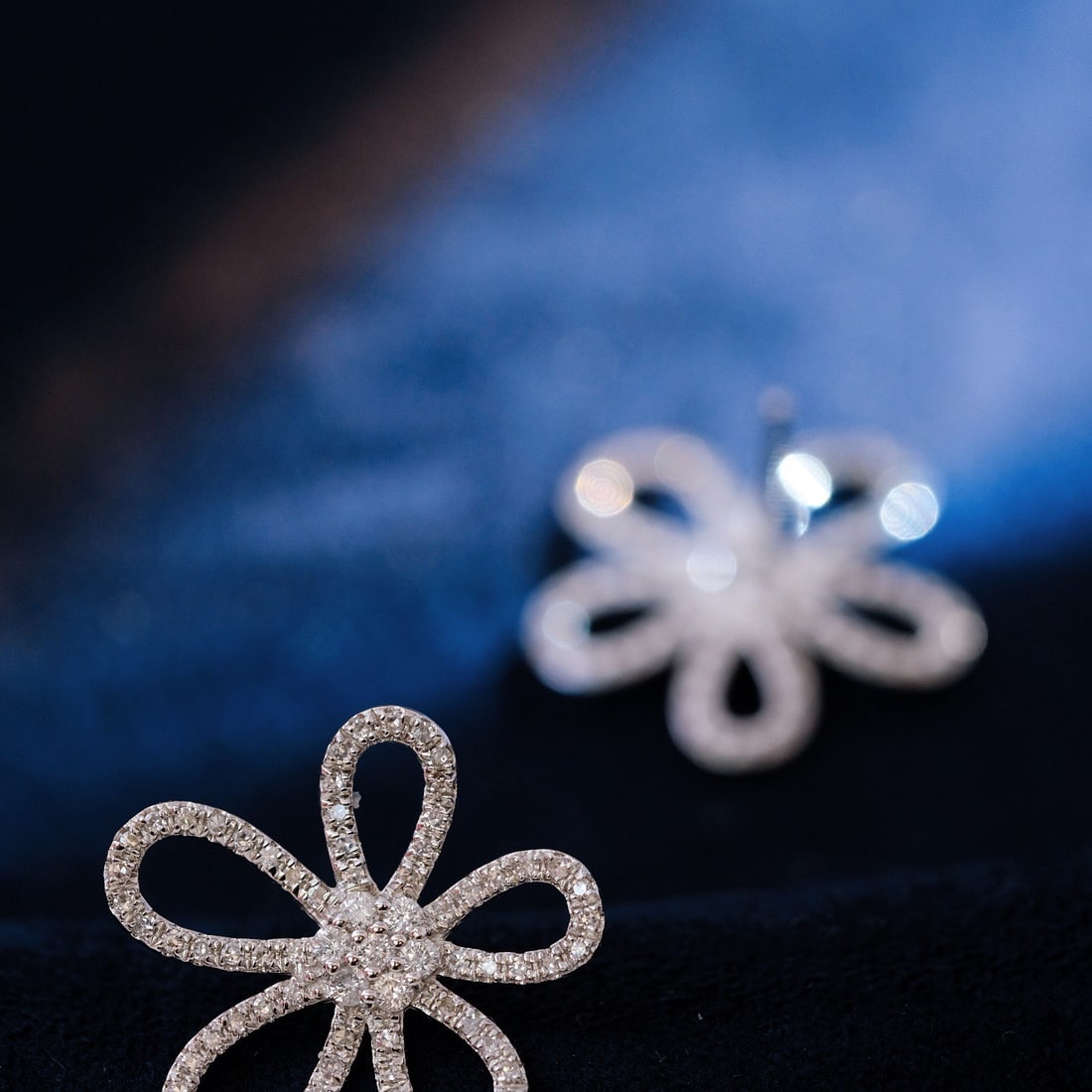 14k Gold 1.2 Ct Natural H Diamond & Flowers Earrings - 5