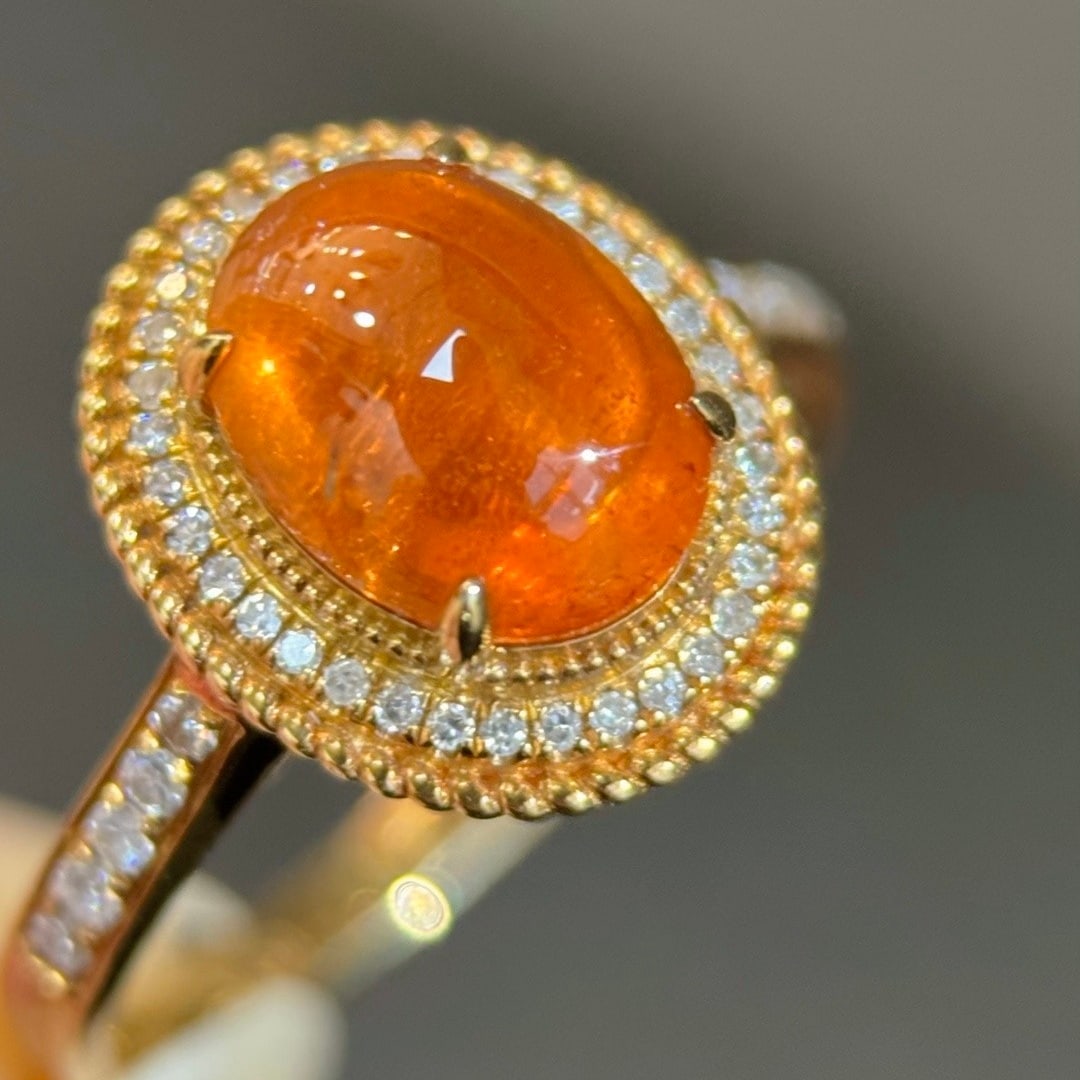 14k Gold 3.22 Ctw Natural Spessartine & Diamond Ring - 3