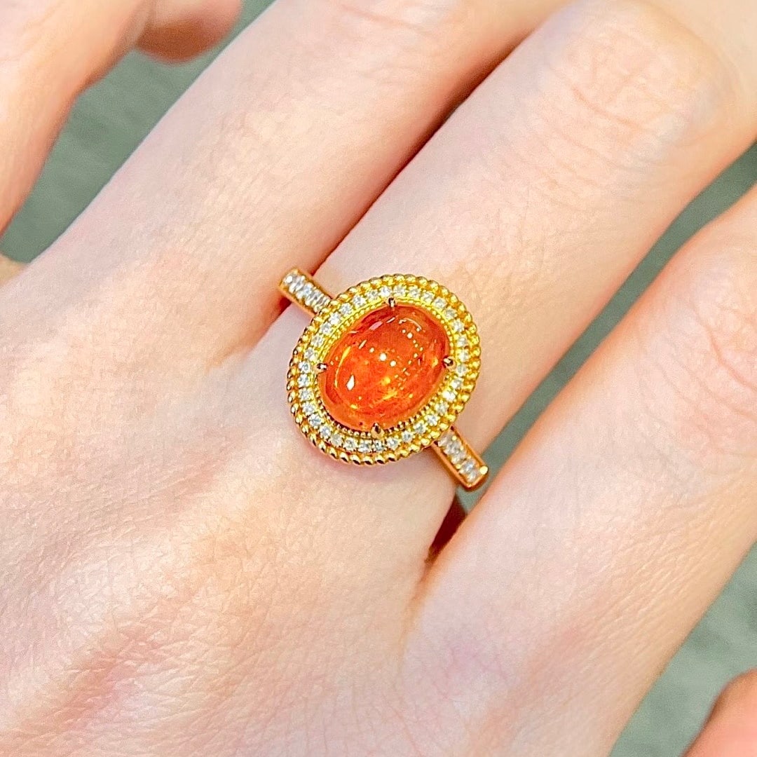 14k Gold 3.22 Ctw Natural Spessartine & Diamond Ring - 5