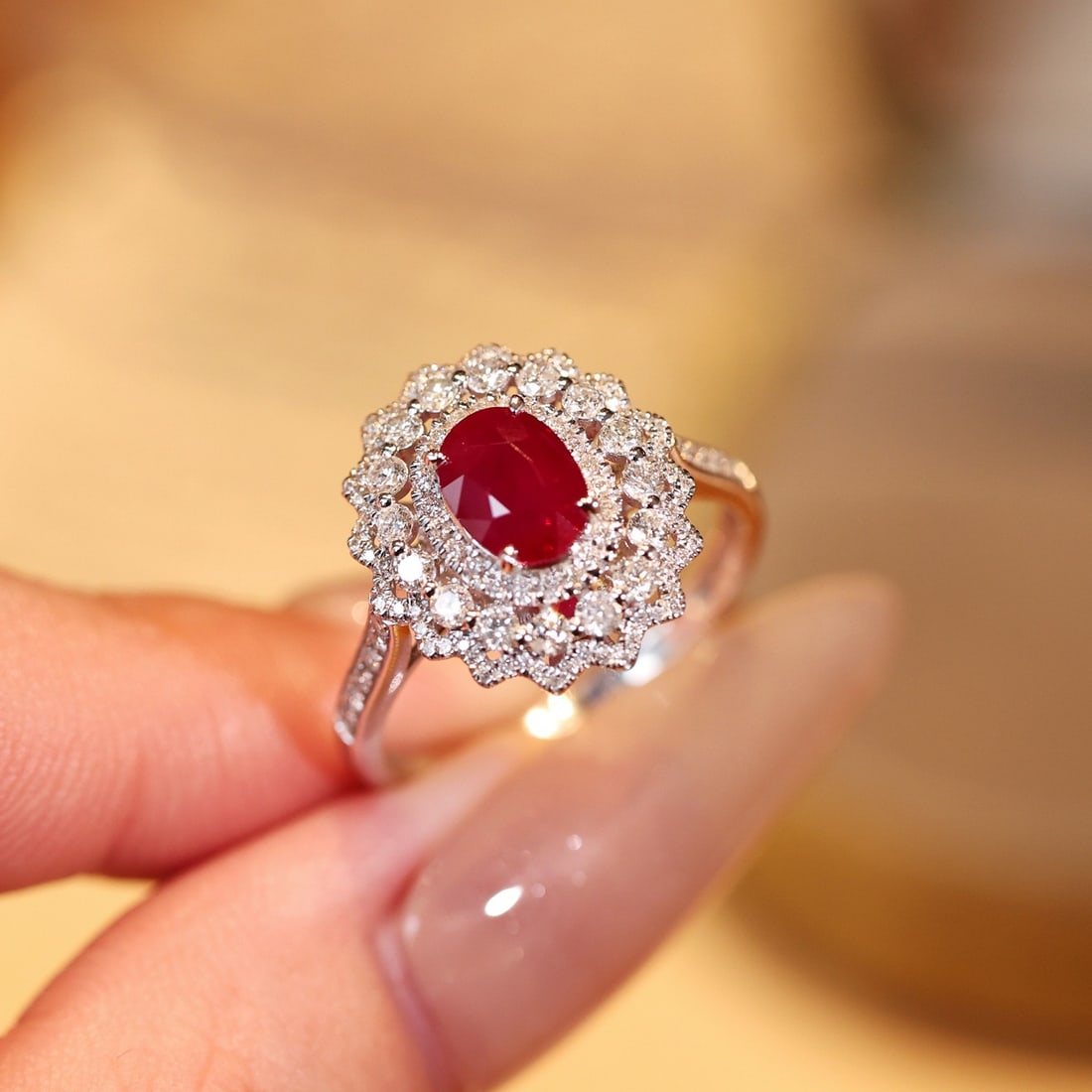 14k Gold 2.09 Ctw Vivid Red Natural Ruby & Diamond Ring - 5