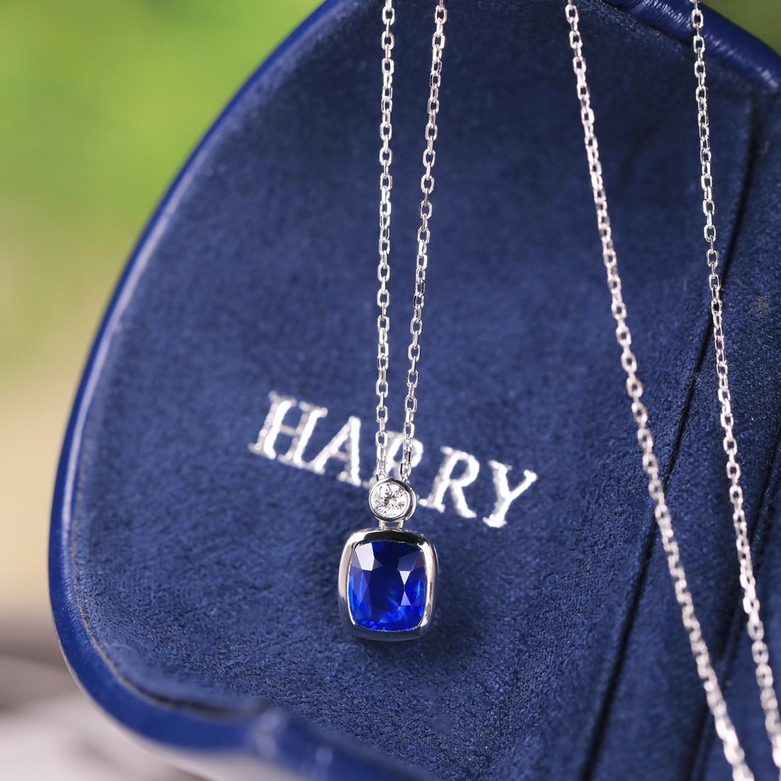 14k Gold 1.29 Ct Natural Sapphire & Diamond Necklace - 7