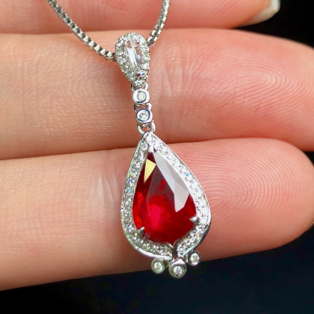 14k Gold 1.92 Ctw Natural Ruby & Diamond Pendant( Without Chain ) - 4