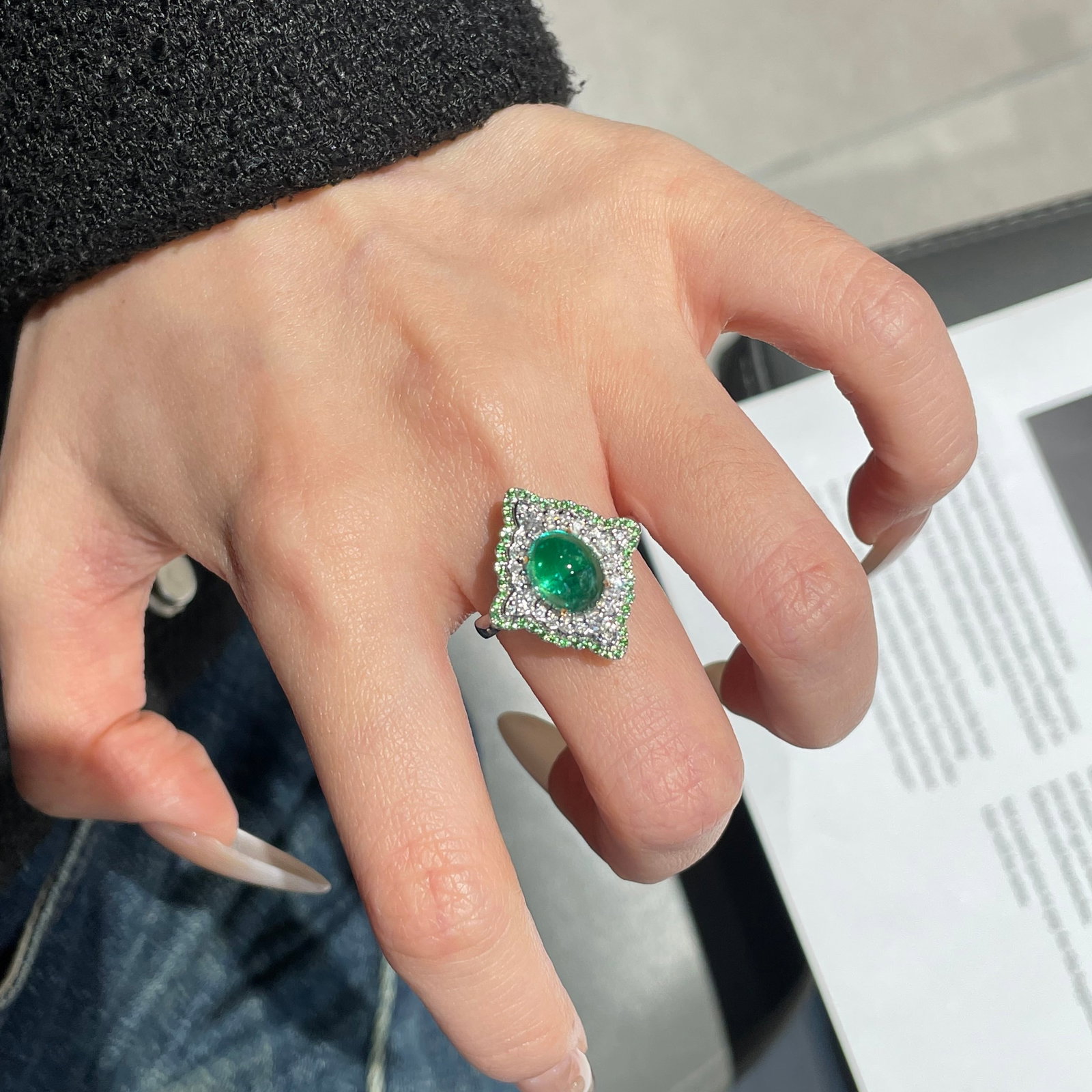14k Gold 2.6 Ct Vivid Green Natural Emerald & Diamond Ring/pendant( Without Chain ) - 5