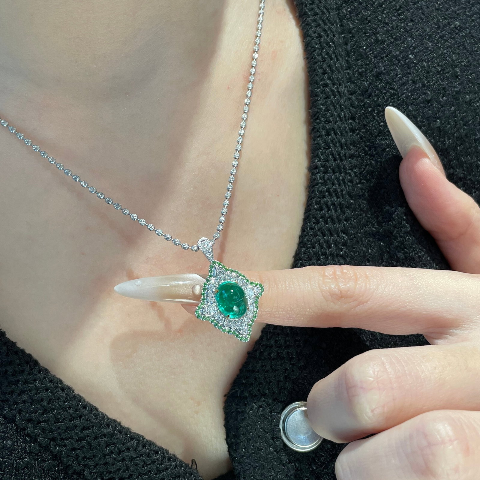 14k Gold 2.6 Ct Vivid Green Natural Emerald & Diamond Ring/pendant( Without Chain ) - 7