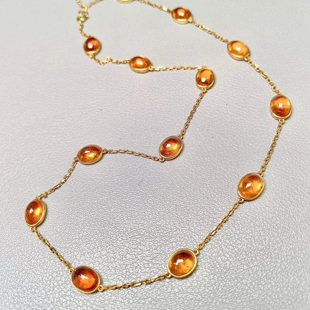 14k Gold 25.5 Ct Natural Spessartine Necklace - 4