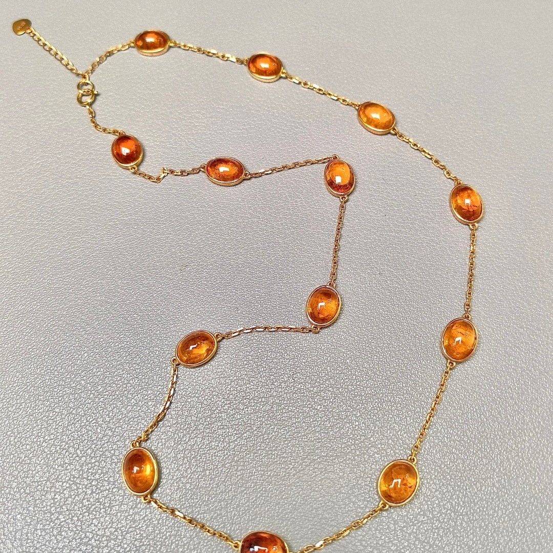 14k Gold 25.5 Ct Natural Spessartine Necklace - 5
