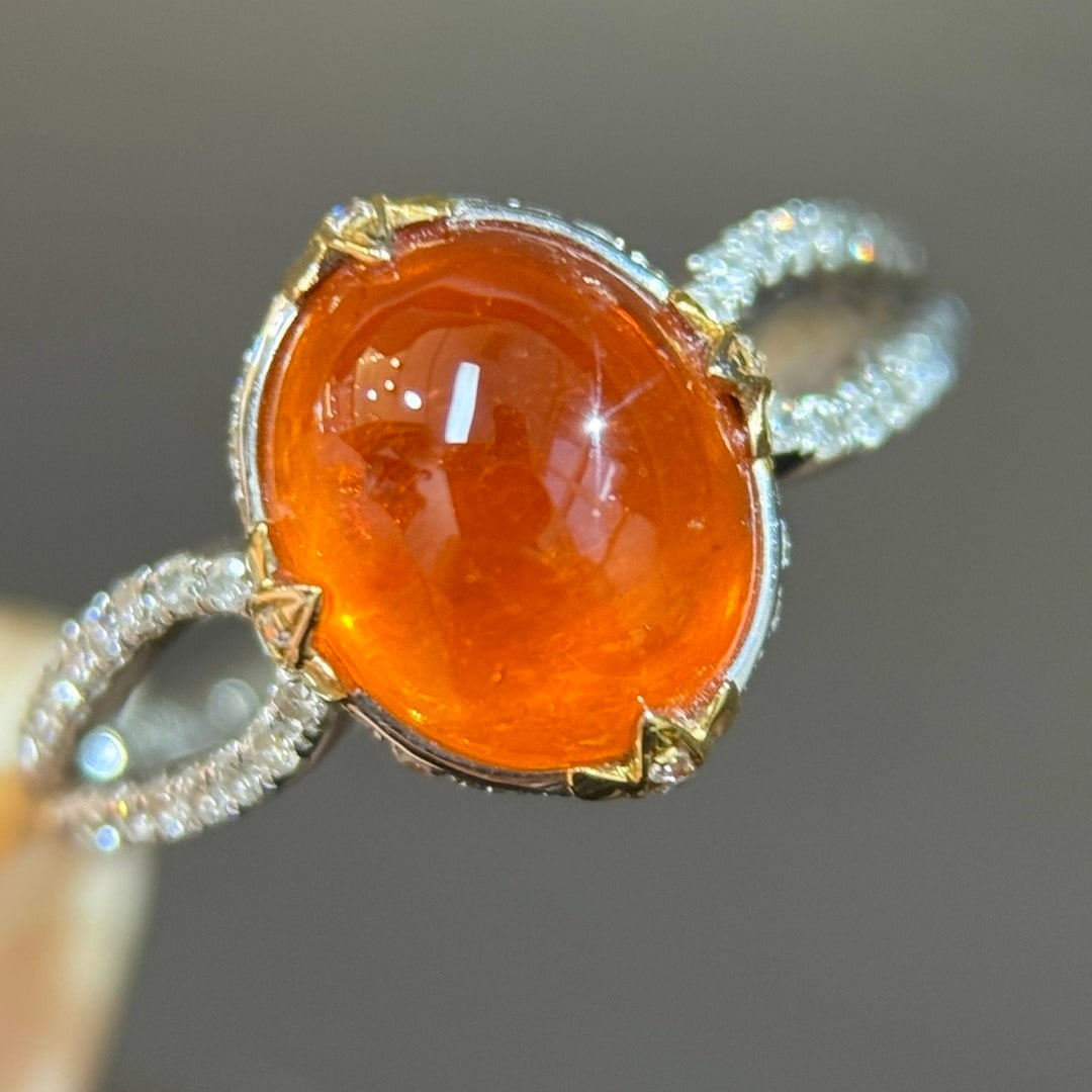 14k Gold 4.66 Ctw Natural Spessartine & Diamond Ring - 9