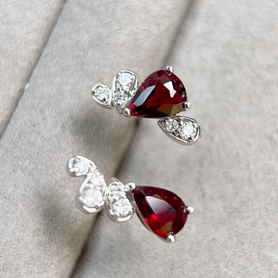 14k Gold 1.28 Ctw Natural Ruby & Diamond Earrings - 2