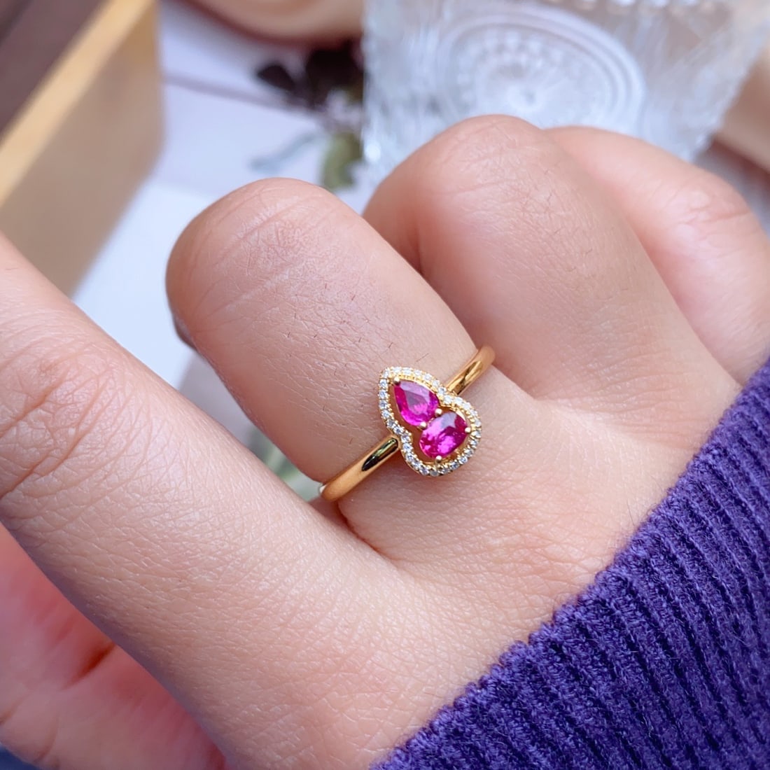 14k Gold 0.75 Ct Natural Ruby & Diamond Ring - 6