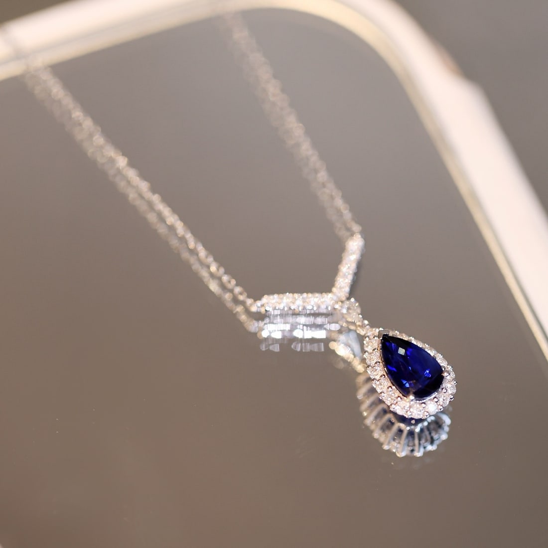 14k Gold 1.80 Ctw Natural Sapphire & Diamond Necklace - 6