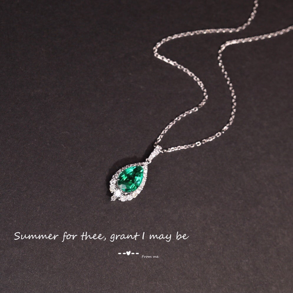 14k Gold 0.84 Ct Vivid Green Natural Emerald & Diamond Necklace - 3