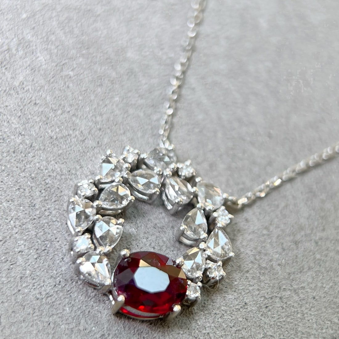 14k Gold 1.41 Ctw Natural Ruby & Diamond Necklace - 4