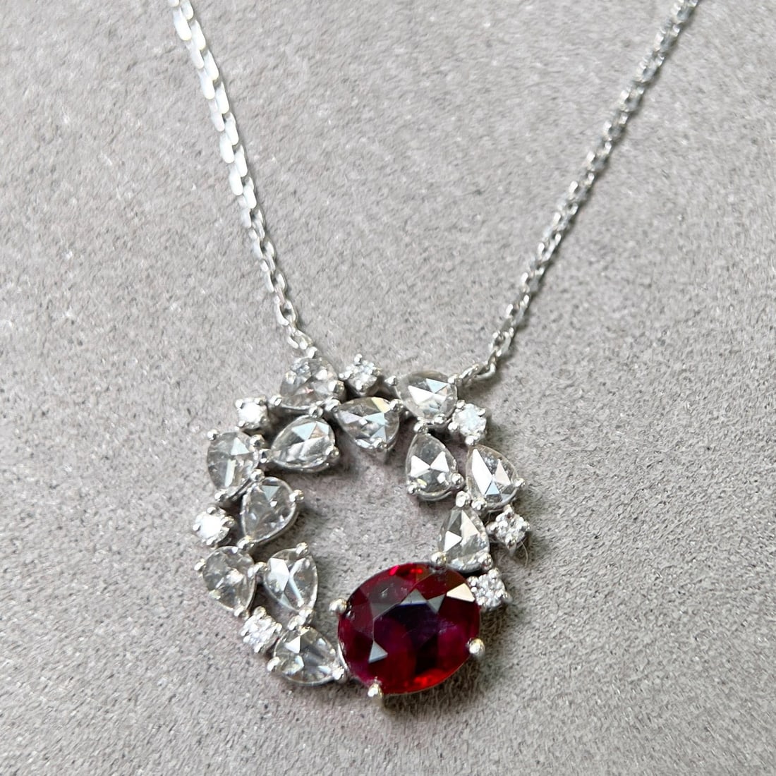 14k Gold 1.41 Ctw Natural Ruby & Diamond Necklace - 6
