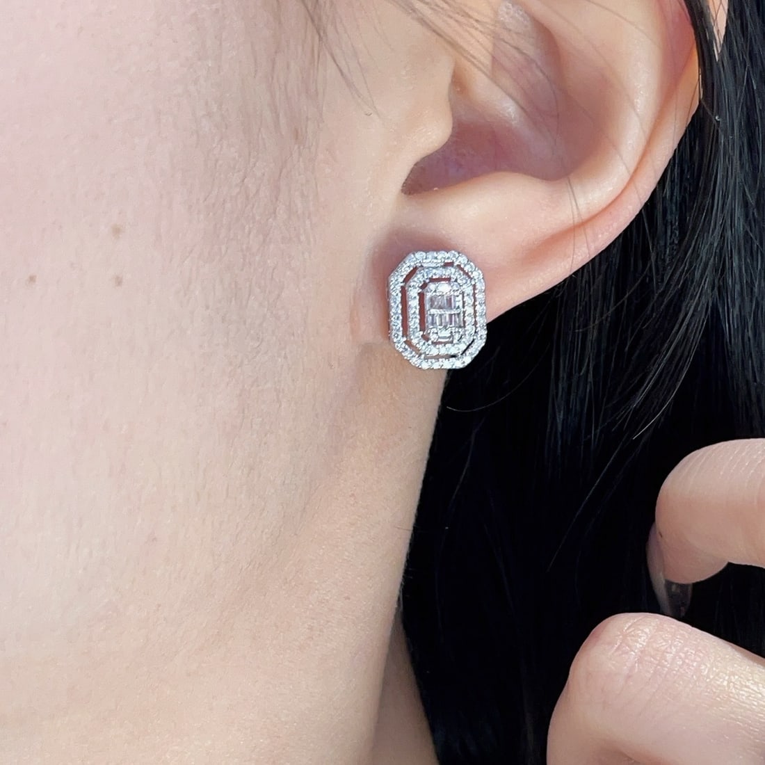 14k Gold 0.62 Ct Natural H Diamond Earrings - 5