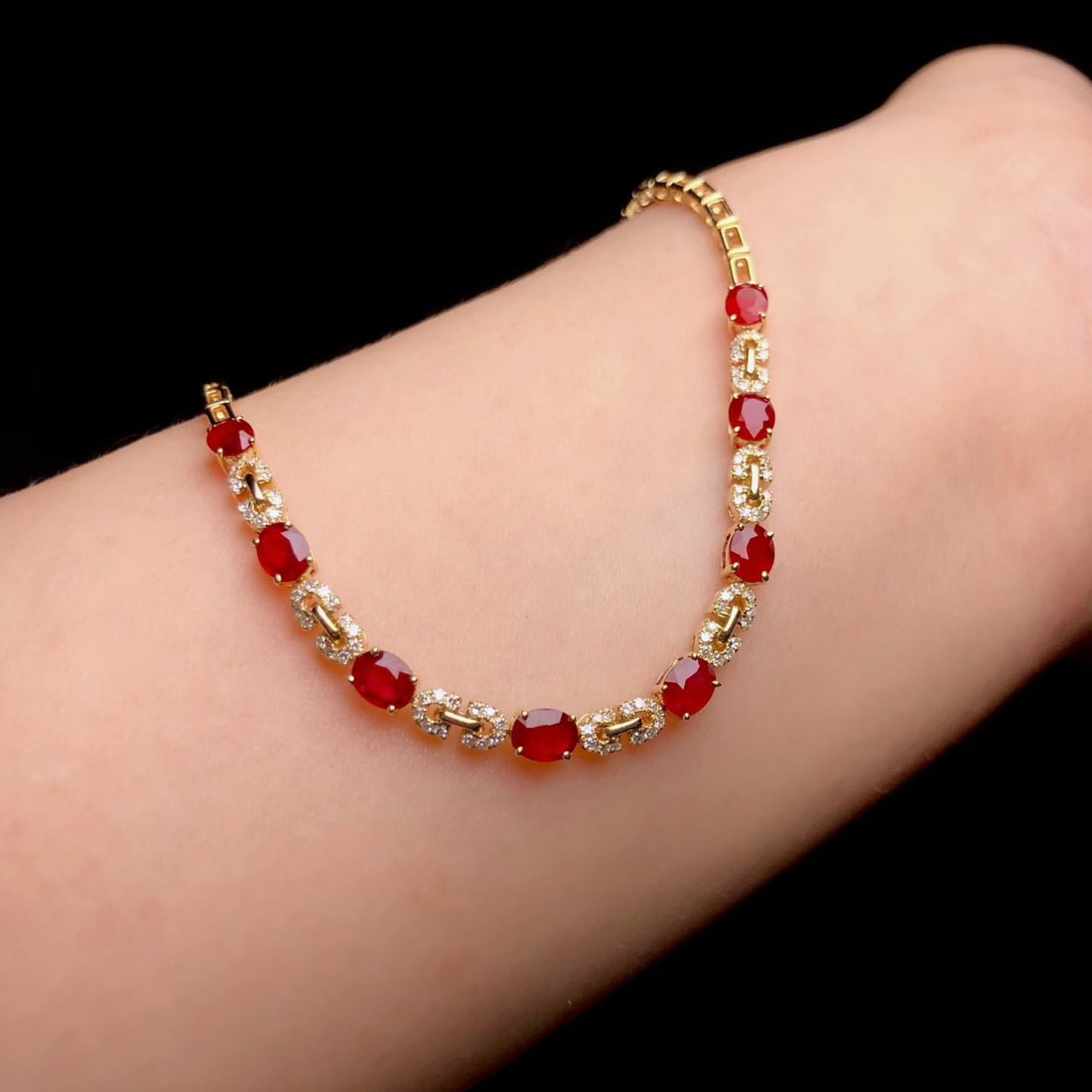 14k Gold 2.95 Ctw Natural Ruby & Diamond Bracelet - 4