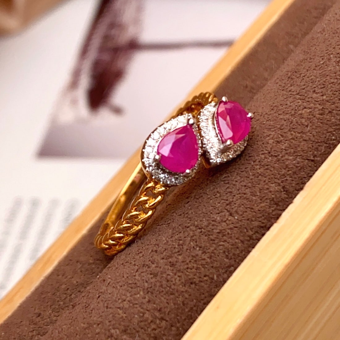 14k Gold 0.93 Ct Natural Ruby & Diamond Ring - 6