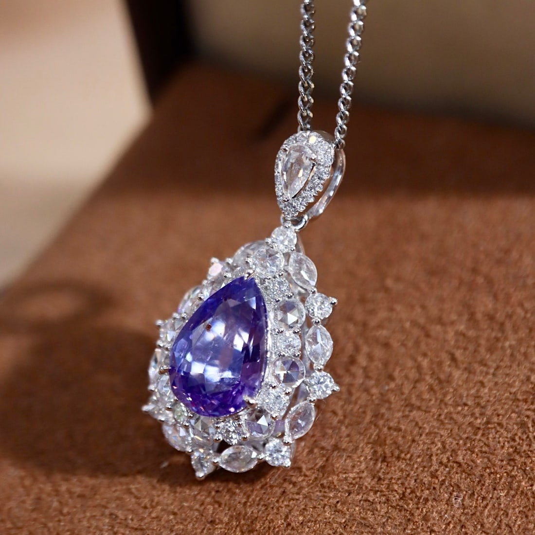 14k Gold 3.43 Ctw Natural Sapphire & Diamond Pendant( Without Chain ) - 6