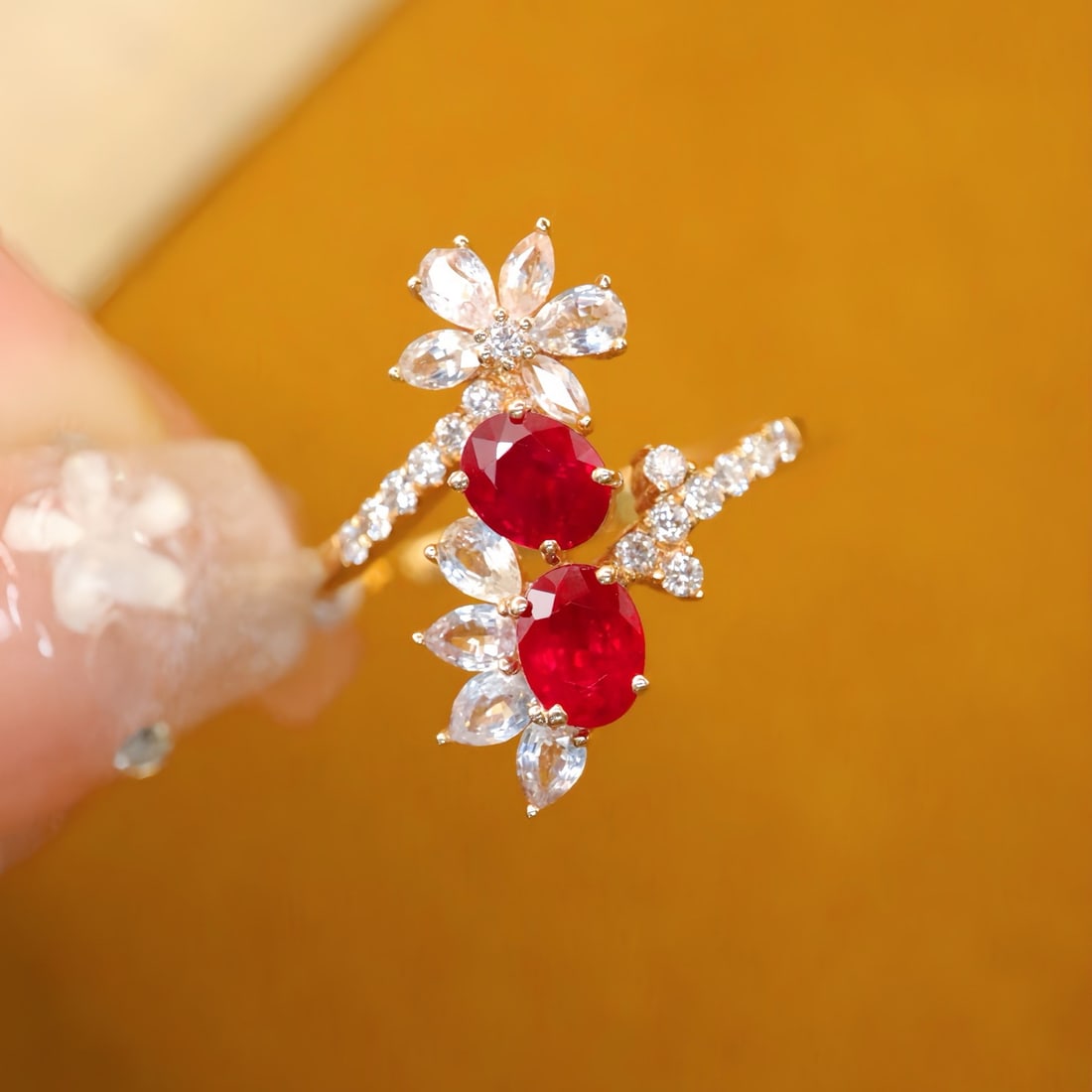 14k Gold 1.07 Ctw Natural Ruby & Diamond Ring: Ref:231108196 // gold content:14k gold // ring size:7. 25us // // main gemstone:ruby // shape:oval // carat weight:0. 92ct // color:red // treatment:natural // // adjacent gemstone 2 : diamond //