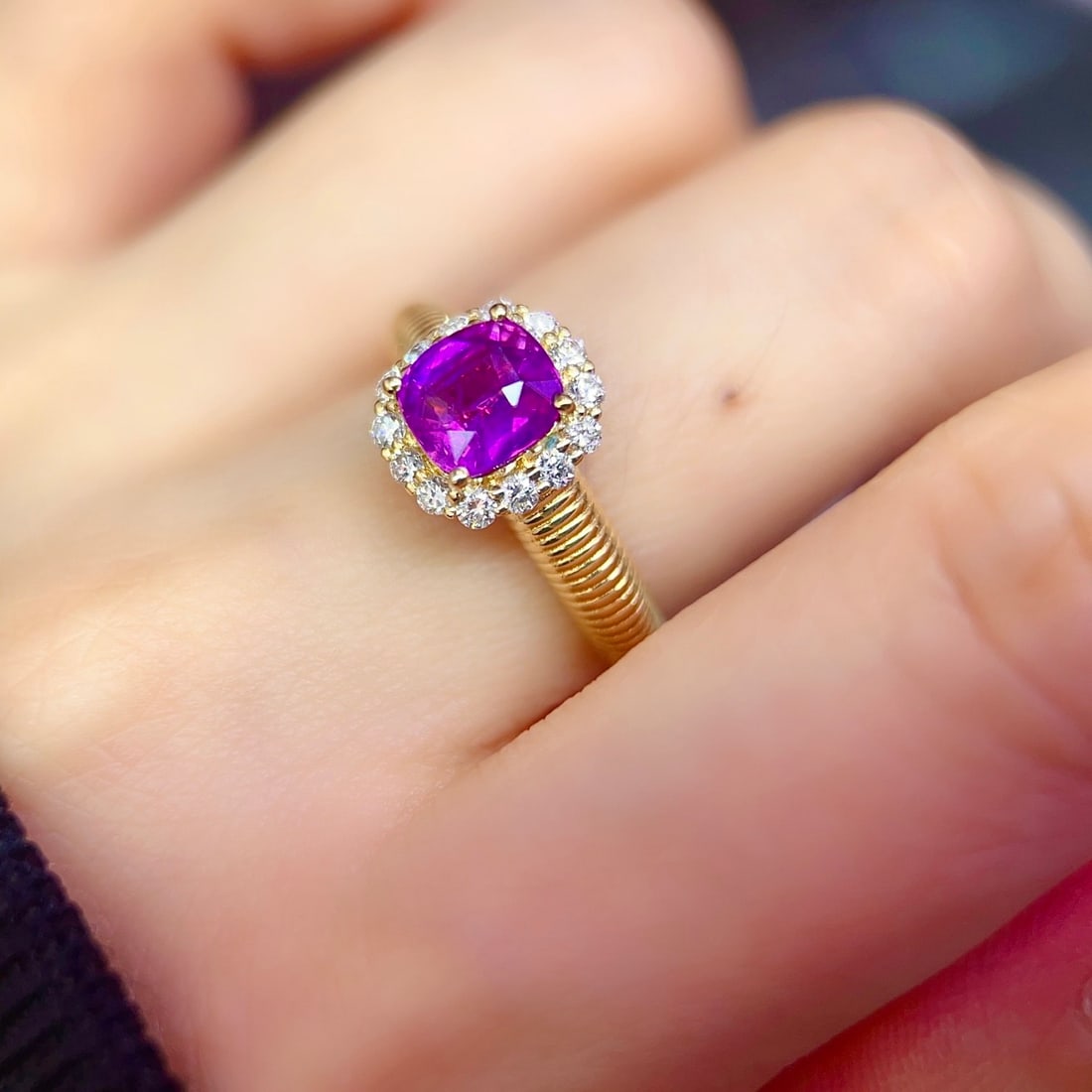 14k Gold 1.68 Ct Natural Sapphire & Diamond Ring - 6