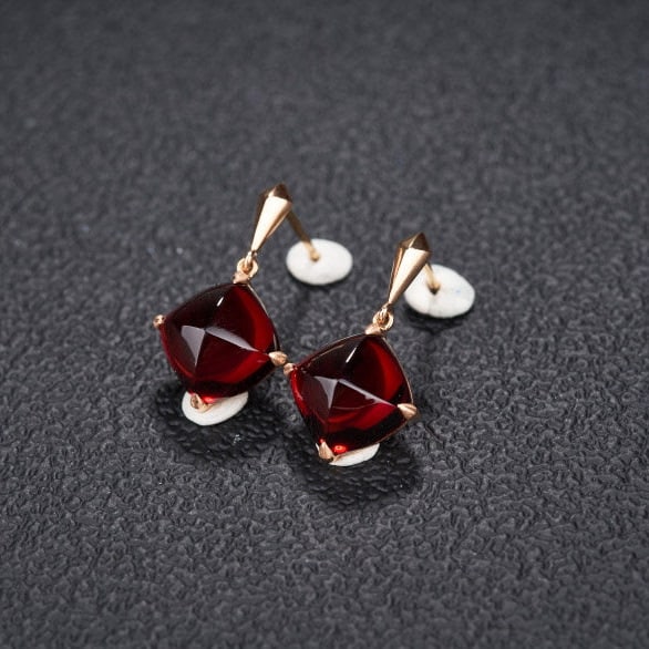 14k Gold 10.33 Ct Natural Garnet Earrings - 2