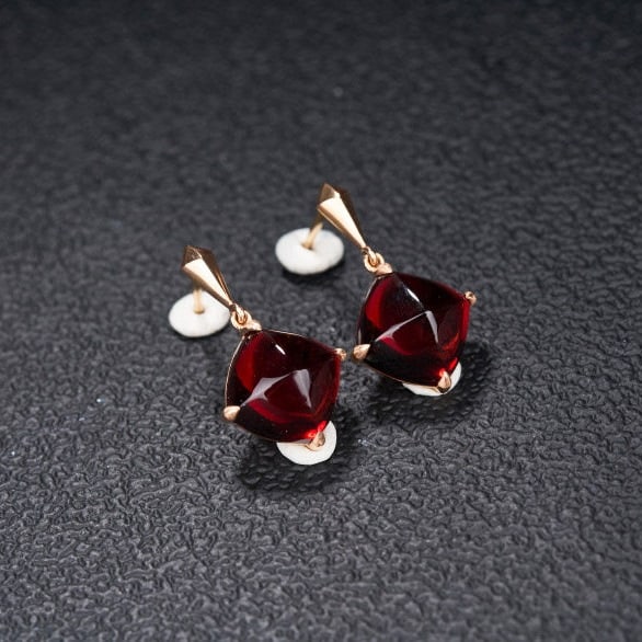 14k Gold 10.33 Ct Natural Garnet Earrings - 3