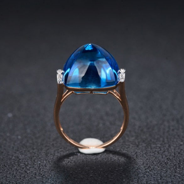 14k Gold 22.56 Ct Natural Topaz & Diamond Ring - 6