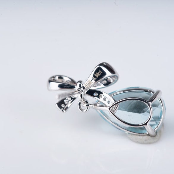 14k Gold 3.58 Ct Natural Aquamarine & Diamond Earrings - 8