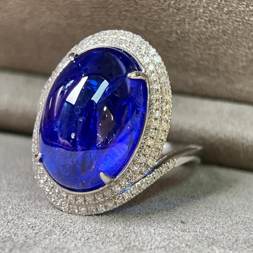 14k Gold 11.78 Ctw Natural Tanzanite & Diamond Ring - 2