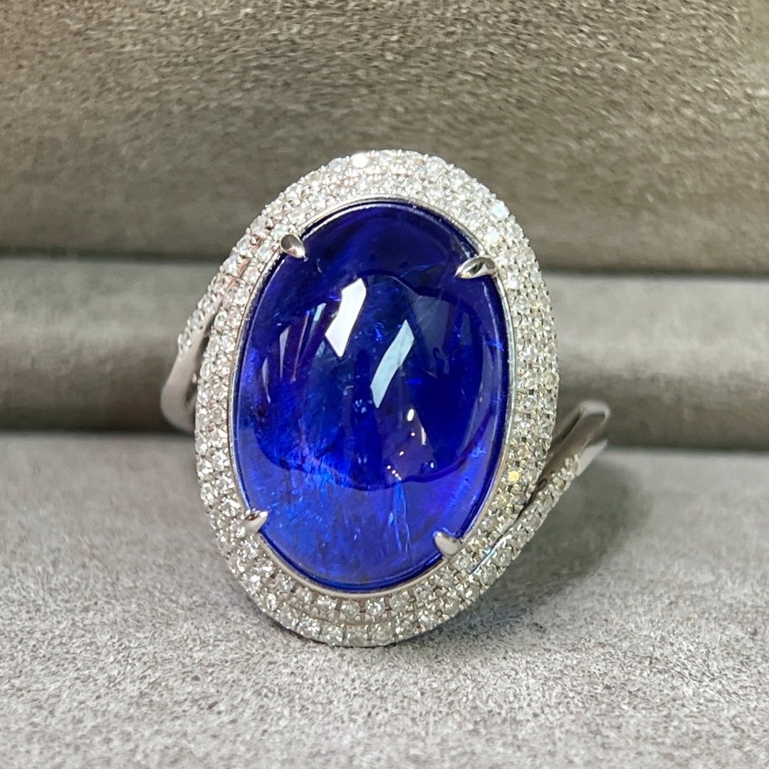 14k Gold 11.78 Ctw Natural Tanzanite & Diamond Ring - 4