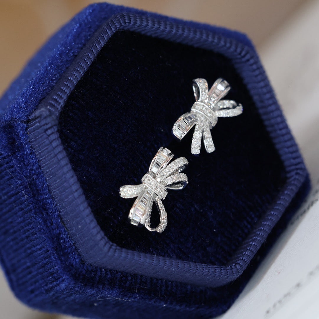 14k Gold 0.38 Ct Natural H Diamond Earrings - 4