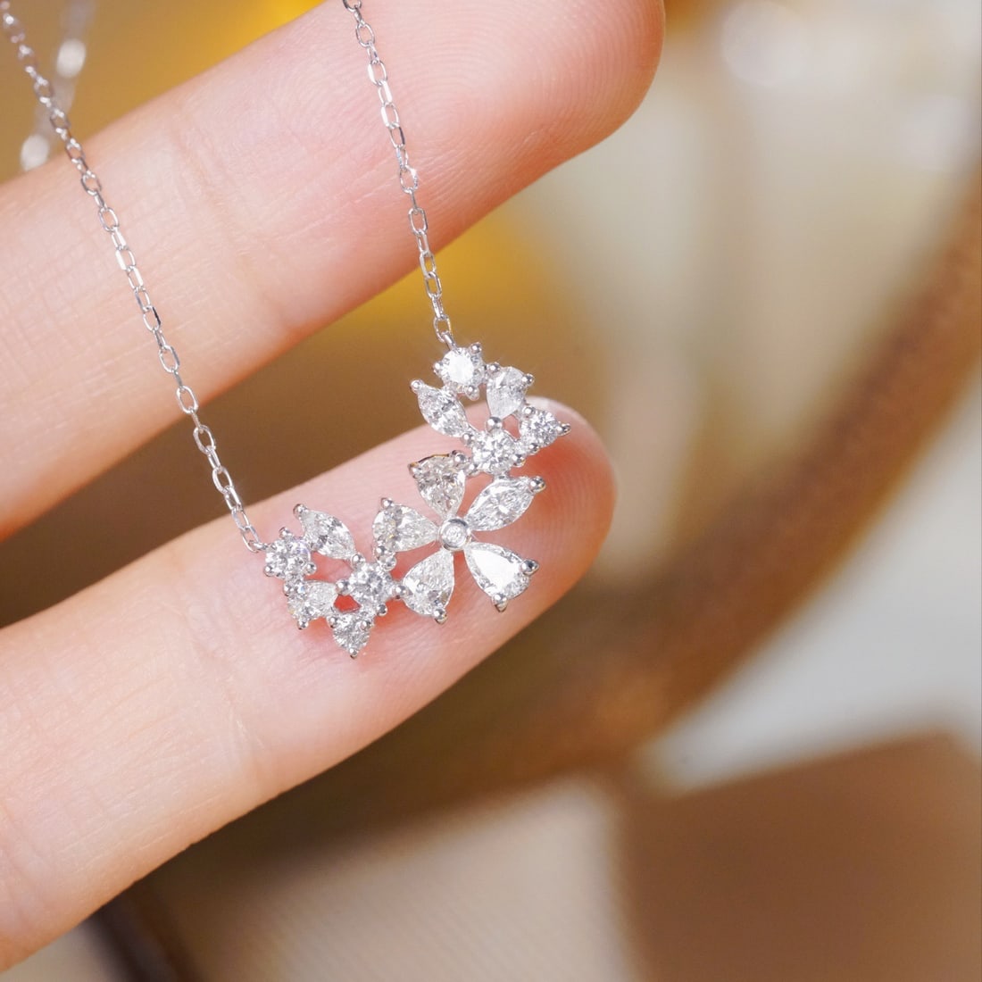 14k Gold 0.75 Ct Natural H Diamond Necklace - 2