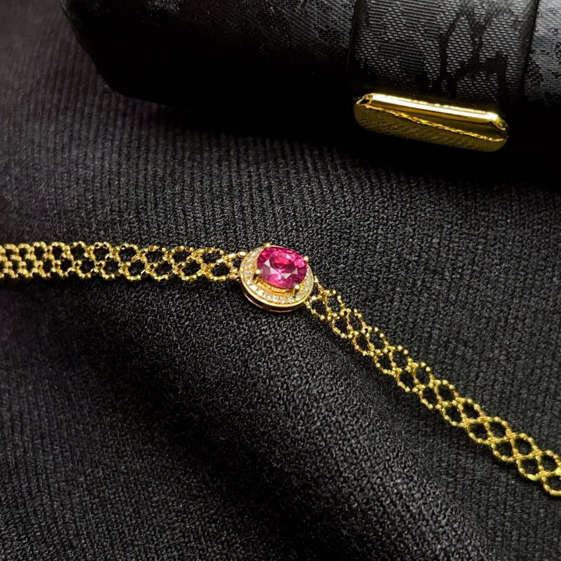 14k Gold 0.68 Ct Natural Ruby & Diamond Bracelet - 4