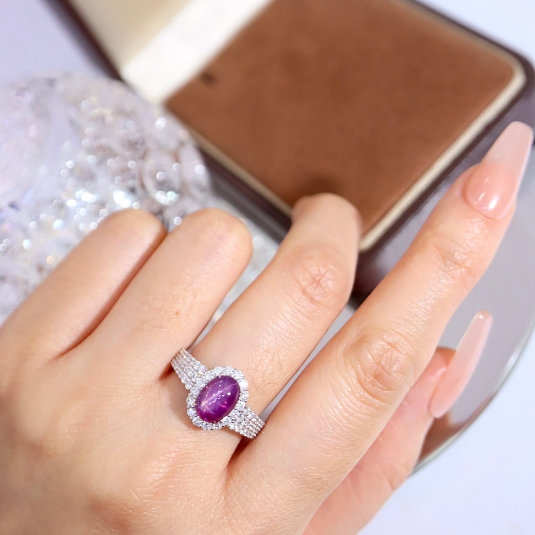 14k Gold 4.36 Ctw Natural Star Sapphire & Diamond Ring - 4