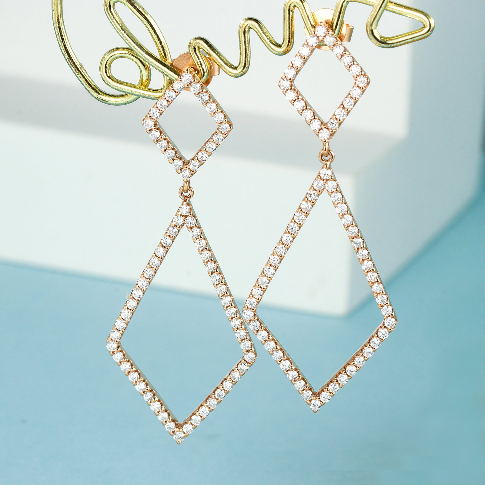 14k Gold 0.96 Ct Natural H Diamond Earrings - 2