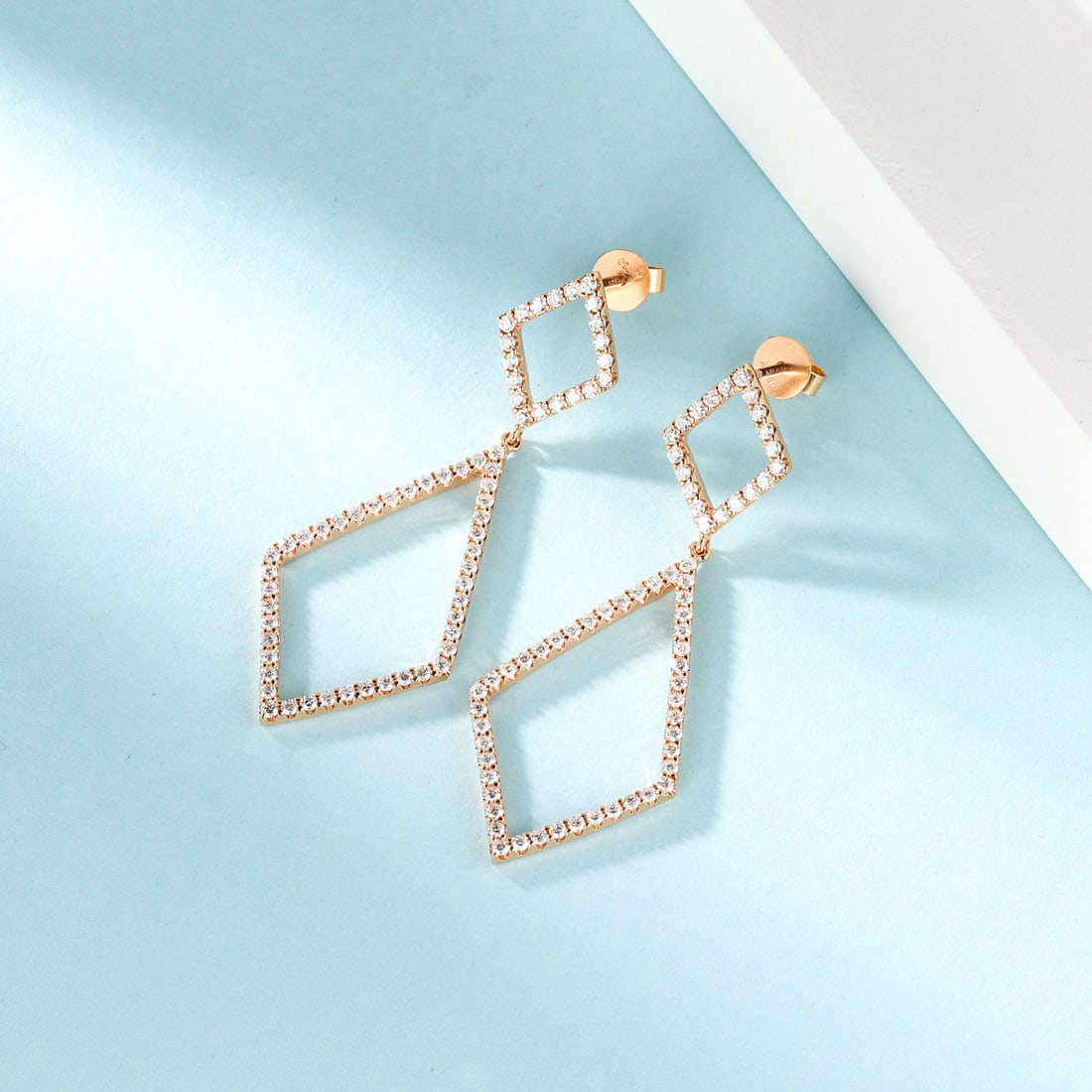 14k Gold 0.96 Ct Natural H Diamond Earrings - 3