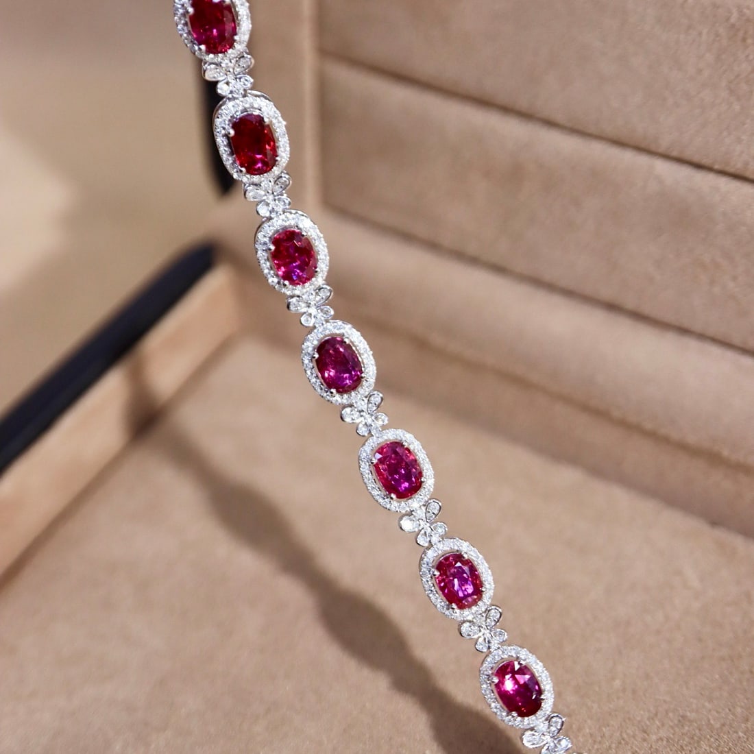 14k Gold 5.94 Ctw Natural Ruby & Diamond Bracelet - 4