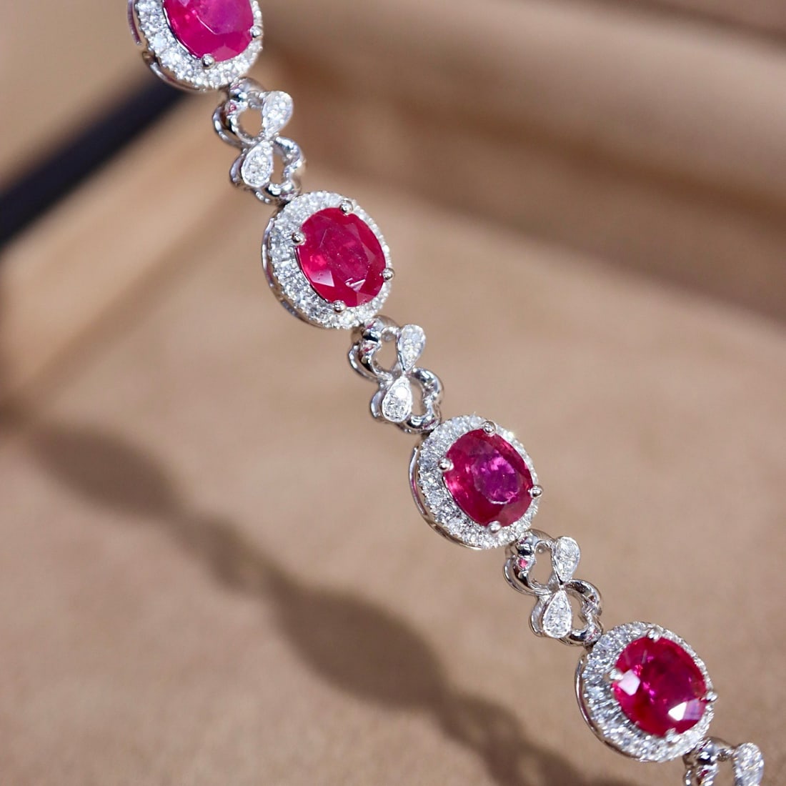 14k Gold 5.85 Ctw Natural Ruby & Diamond Bracelet - 3