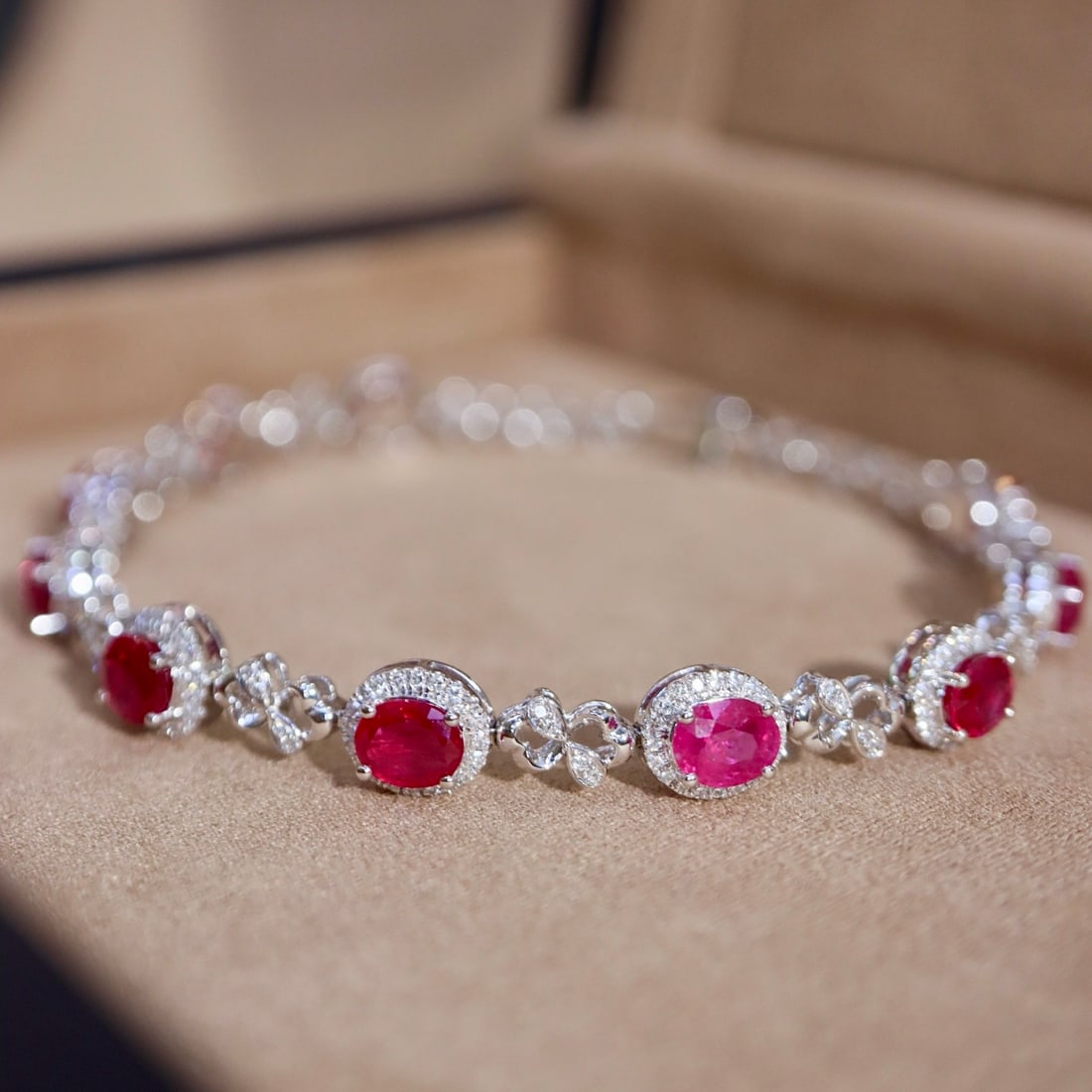 14k Gold 5.85 Ctw Natural Ruby & Diamond Bracelet - 5