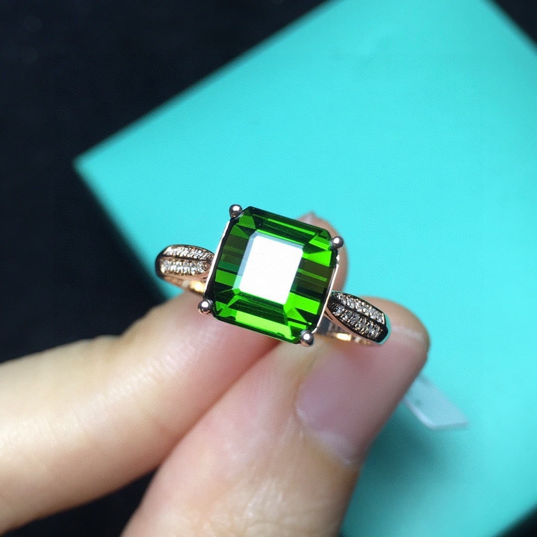 14k Gold 3.0 Ct Natural Tourmaline & Diamond Ring - 2