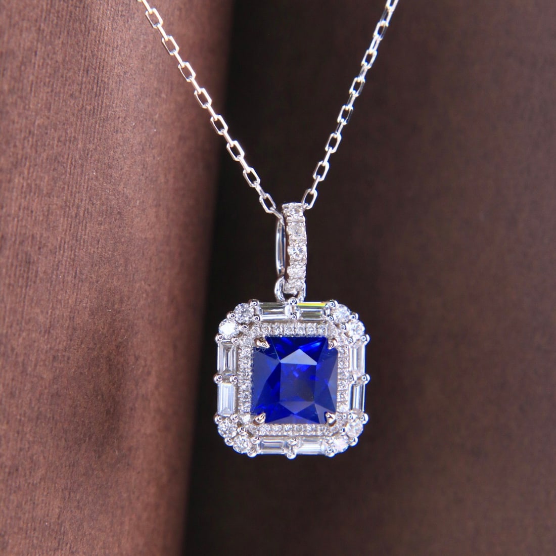 14k Gold 2.01 Ctw Natural Sapphire & Diamond Necklace - 6