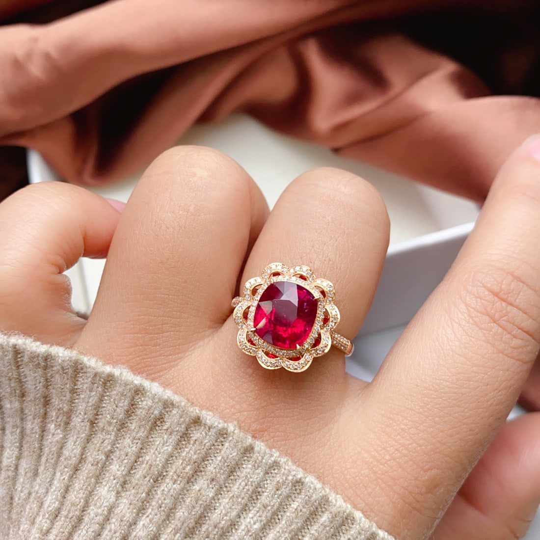 14k Gold 3.10 Ct Natural Tourmaline & Diamond Ring - 5