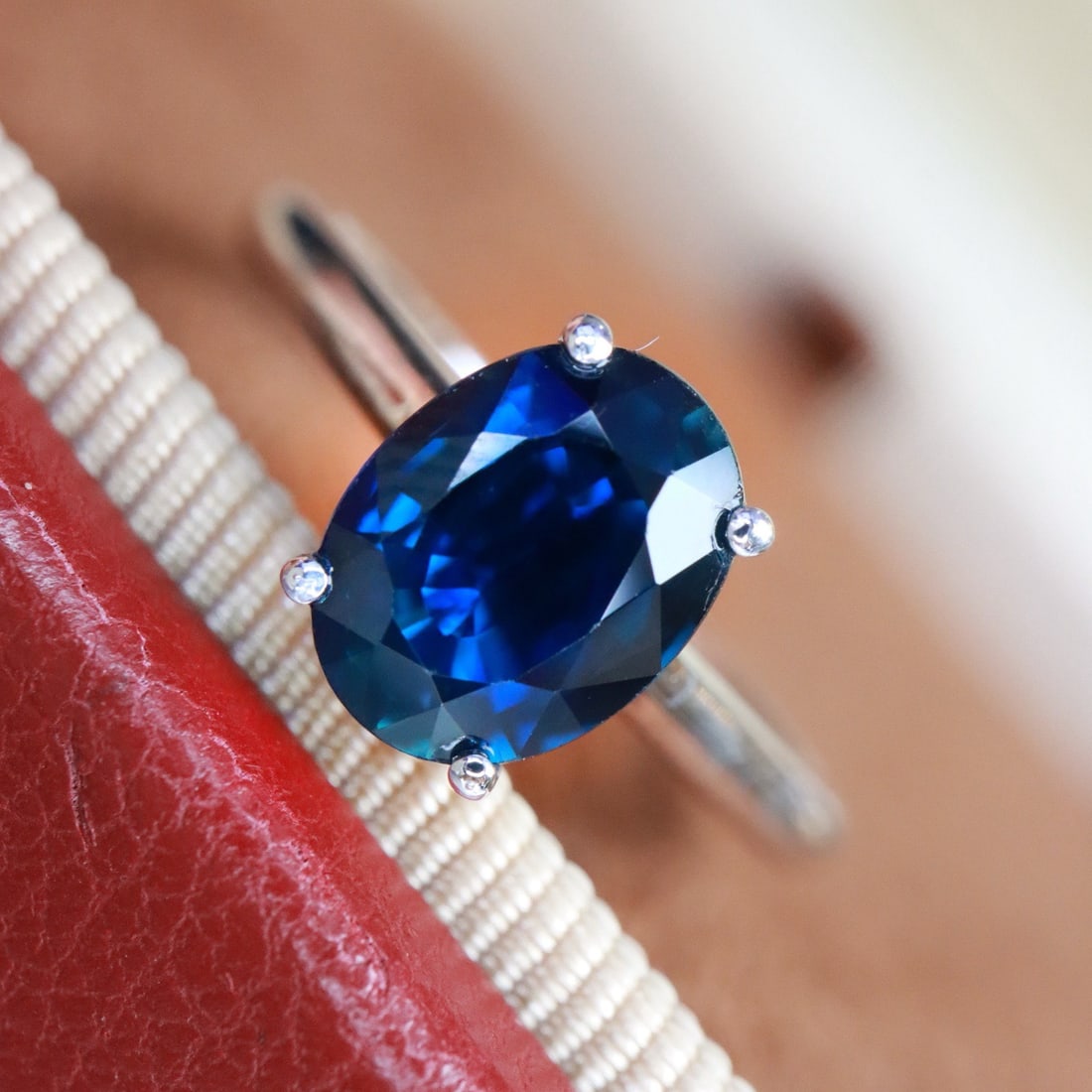 14k Gold 1.71 Ct Natural Sapphire Ring: Ref:231108374 // gold content:14k gold // ring size:7. 25us // // main gemstone:sapphire // shape:oval // carat weight:1. 71ct // color:blue // treatment:natural // Condition: New Low Estimate: 6800
